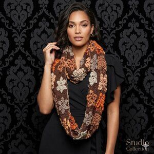 Brown/Orange Floral Scarf